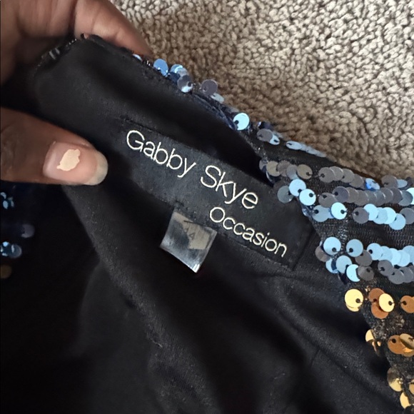 Gabby Skye Multicolor Sequin Jumpsuit SIZE 14 - Picture 4 of 7